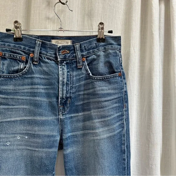 Madewell perfect vintage Jean medium indigo wash distressed raw hem size 25 - Picture 7 of 15